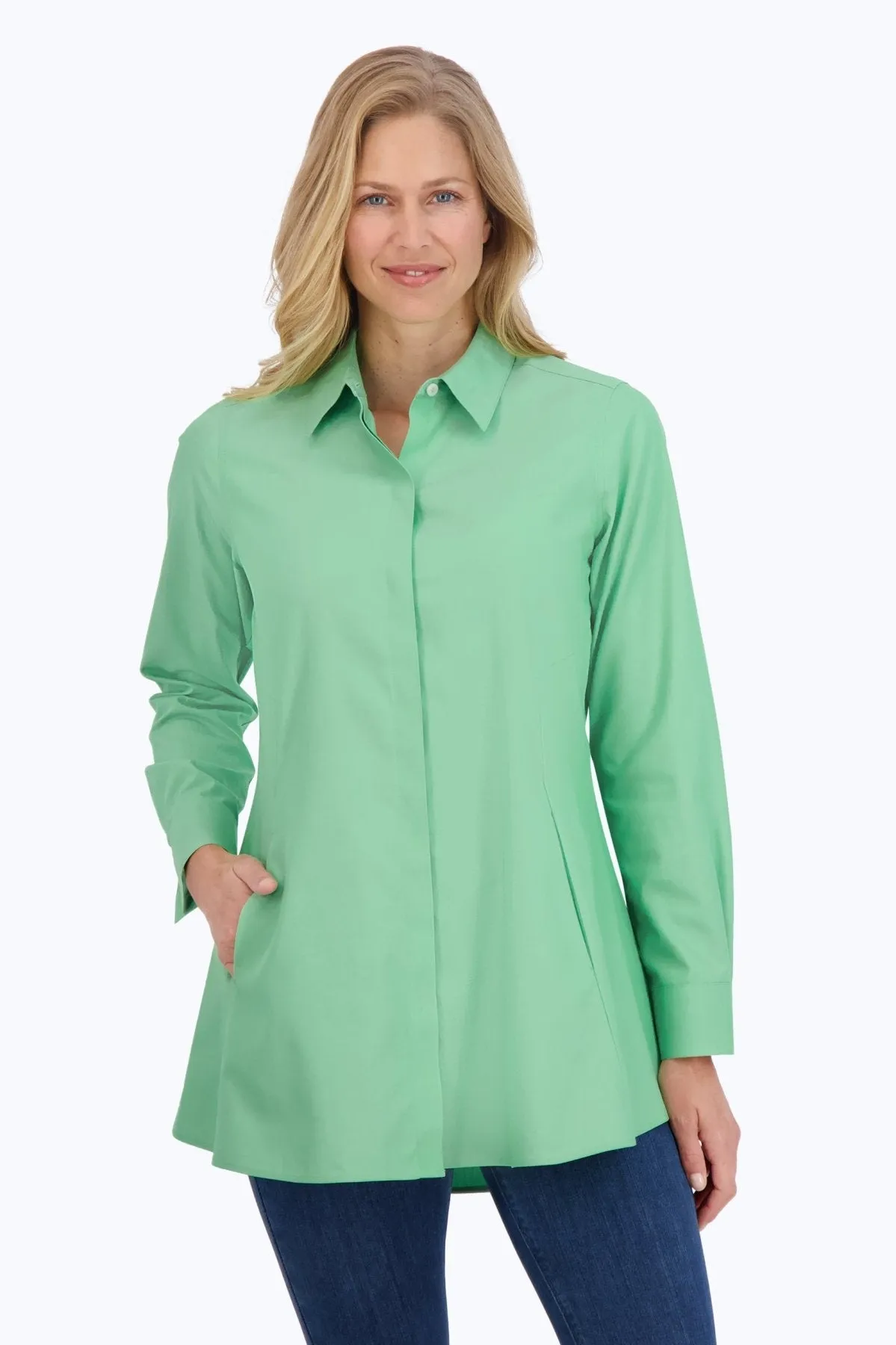 Cici Pinpoint No Iron Long Sleeve Tunic