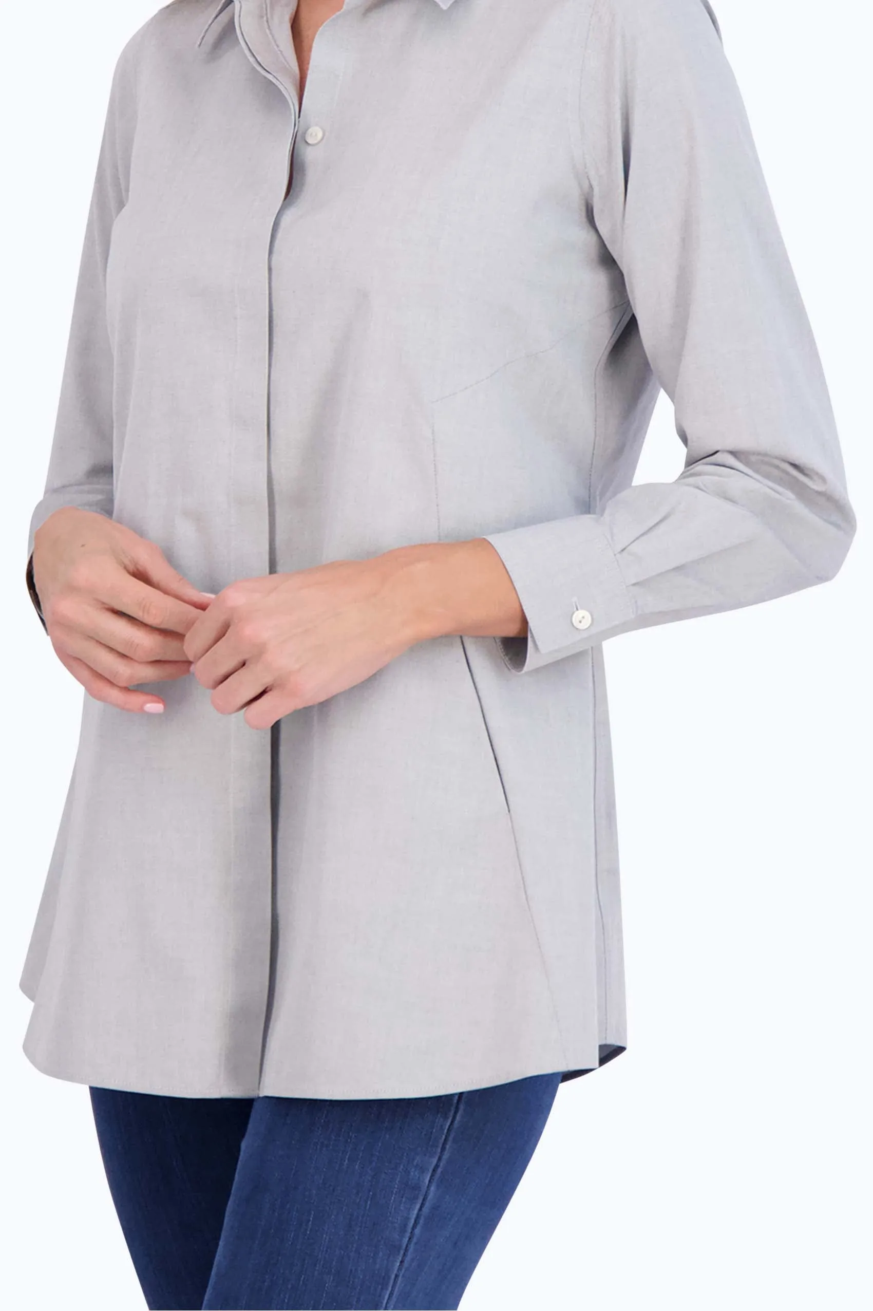 Cici Pinpoint No Iron Long Sleeve Tunic