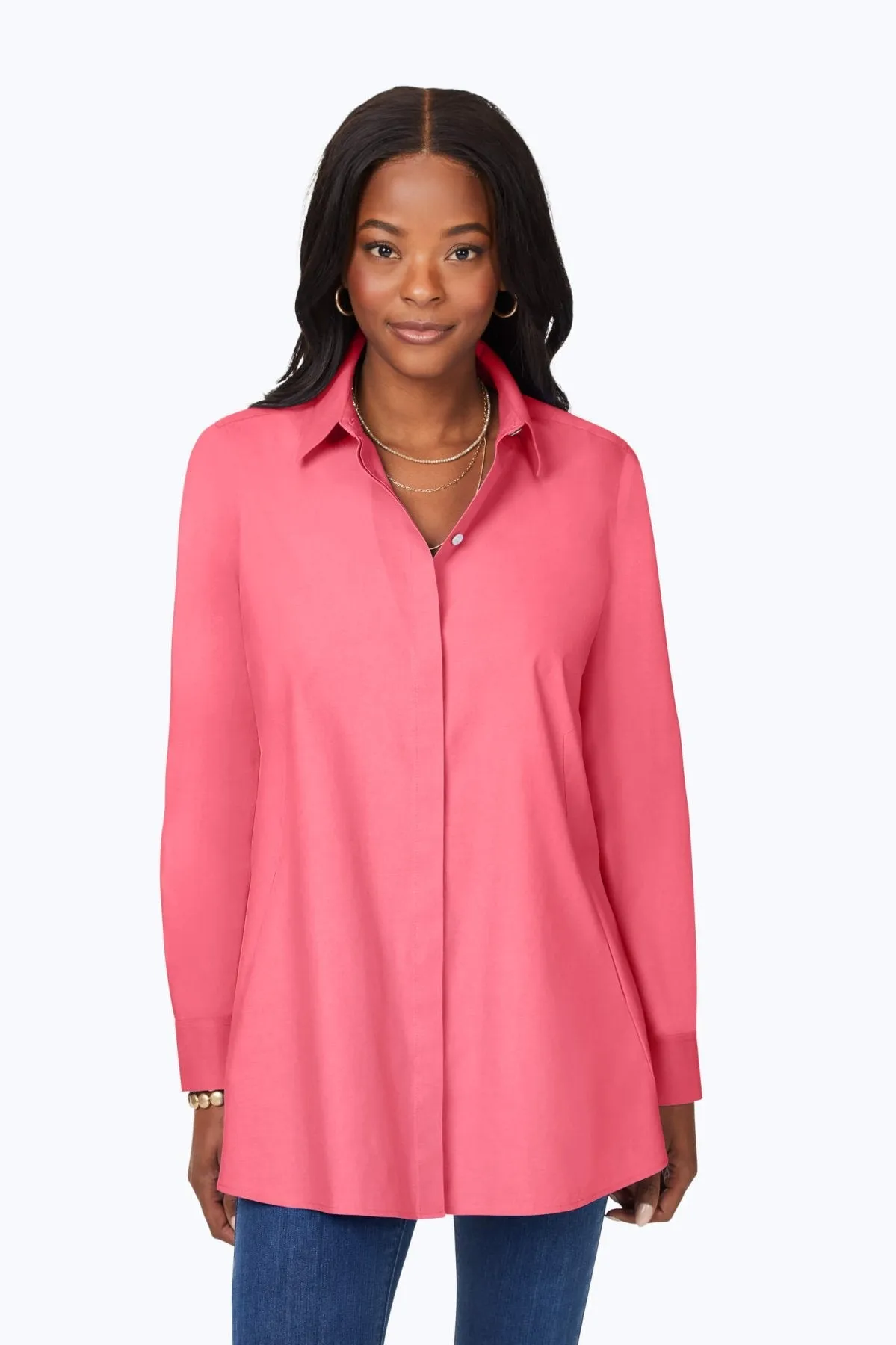 Cici Pinpoint No Iron Long Sleeve Tunic