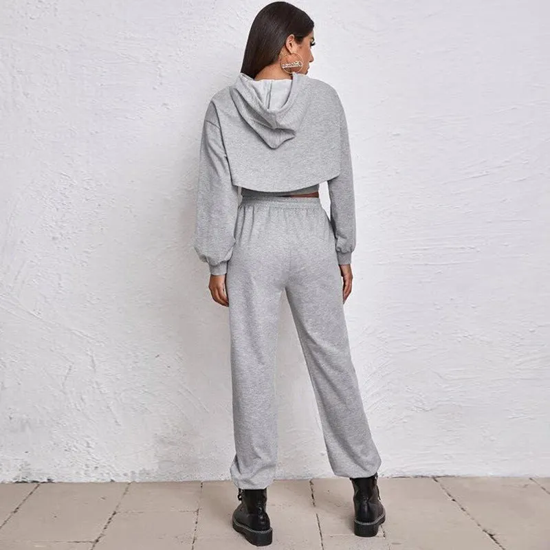 Cider Hooded Loose Tank Top Sweatshirt Sport Jogging Three-piece Jumpsuit Set