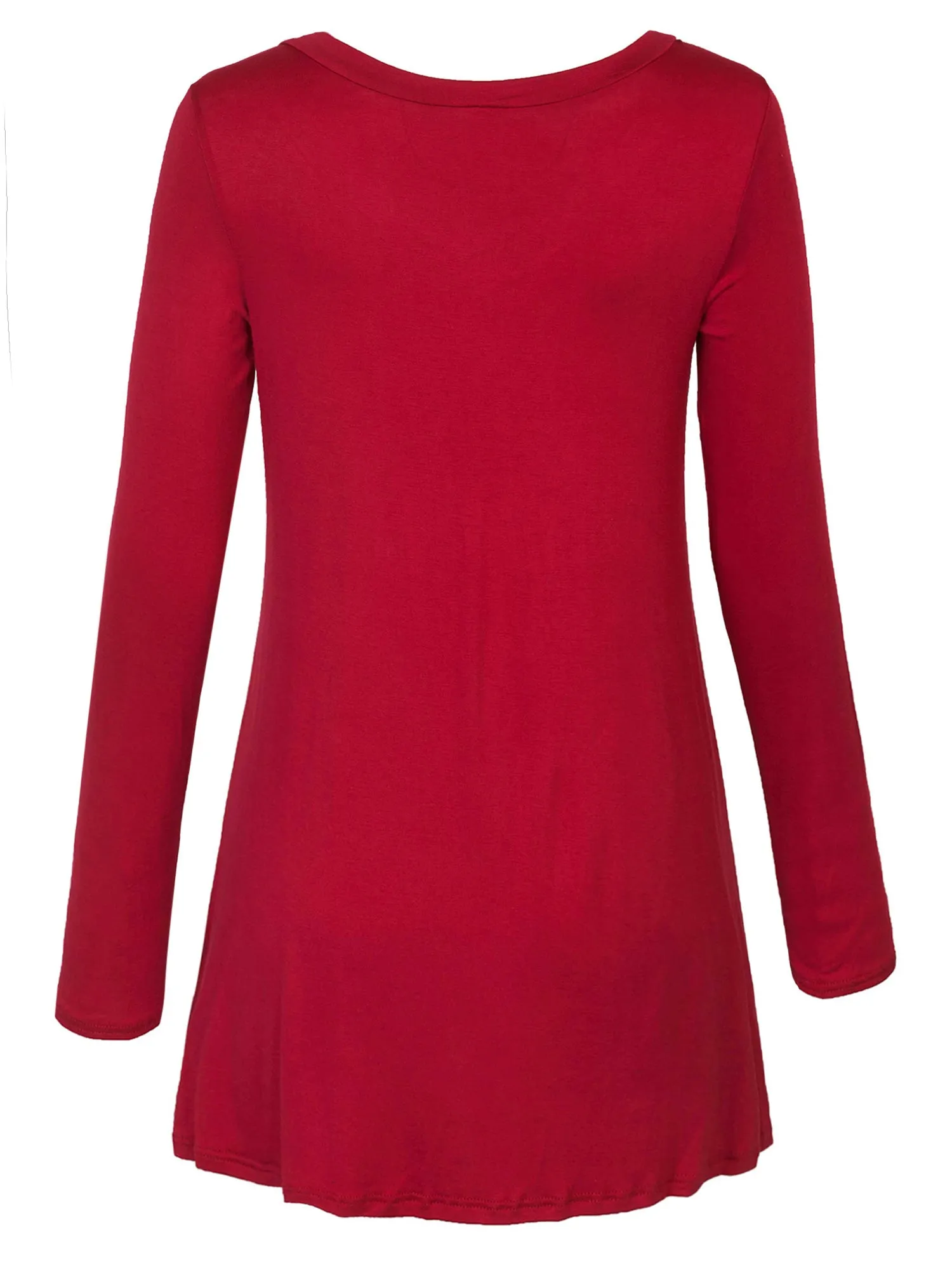 [Clearance] Womens Long Sleeve V Neck Flattering Comfortable Fit Tunic Top