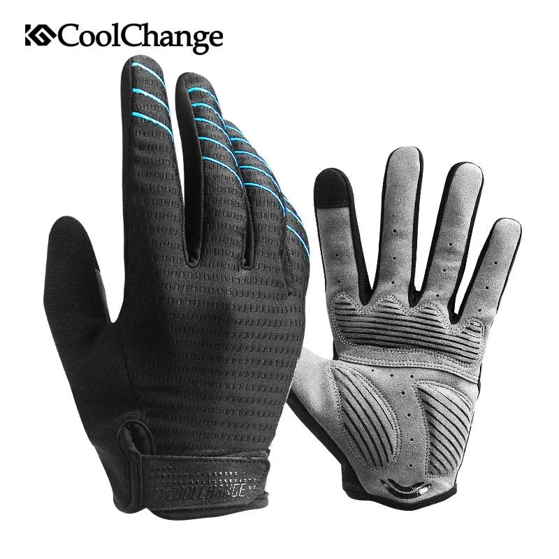 CoolChange Cycling Gloves Full Finger Sport Shockproof MTB Bike Touch Screen  Bicycle Sponge