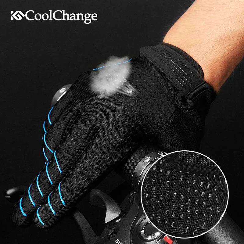 CoolChange Cycling Gloves Full Finger Sport Shockproof MTB Bike Touch Screen  Bicycle Sponge