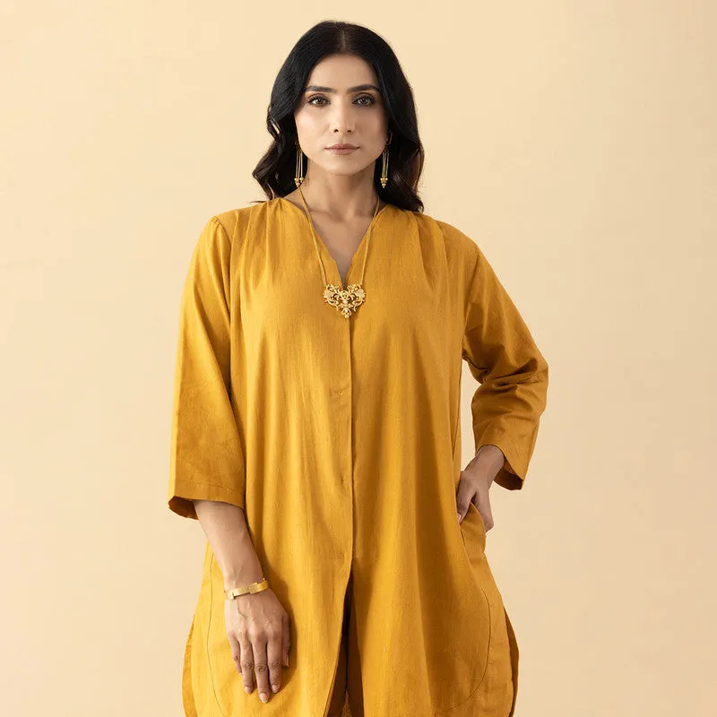 Cotton Kurti For Women | Mono Chrome | Yellow