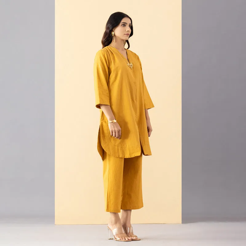 Cotton Kurti For Women | Mono Chrome | Yellow