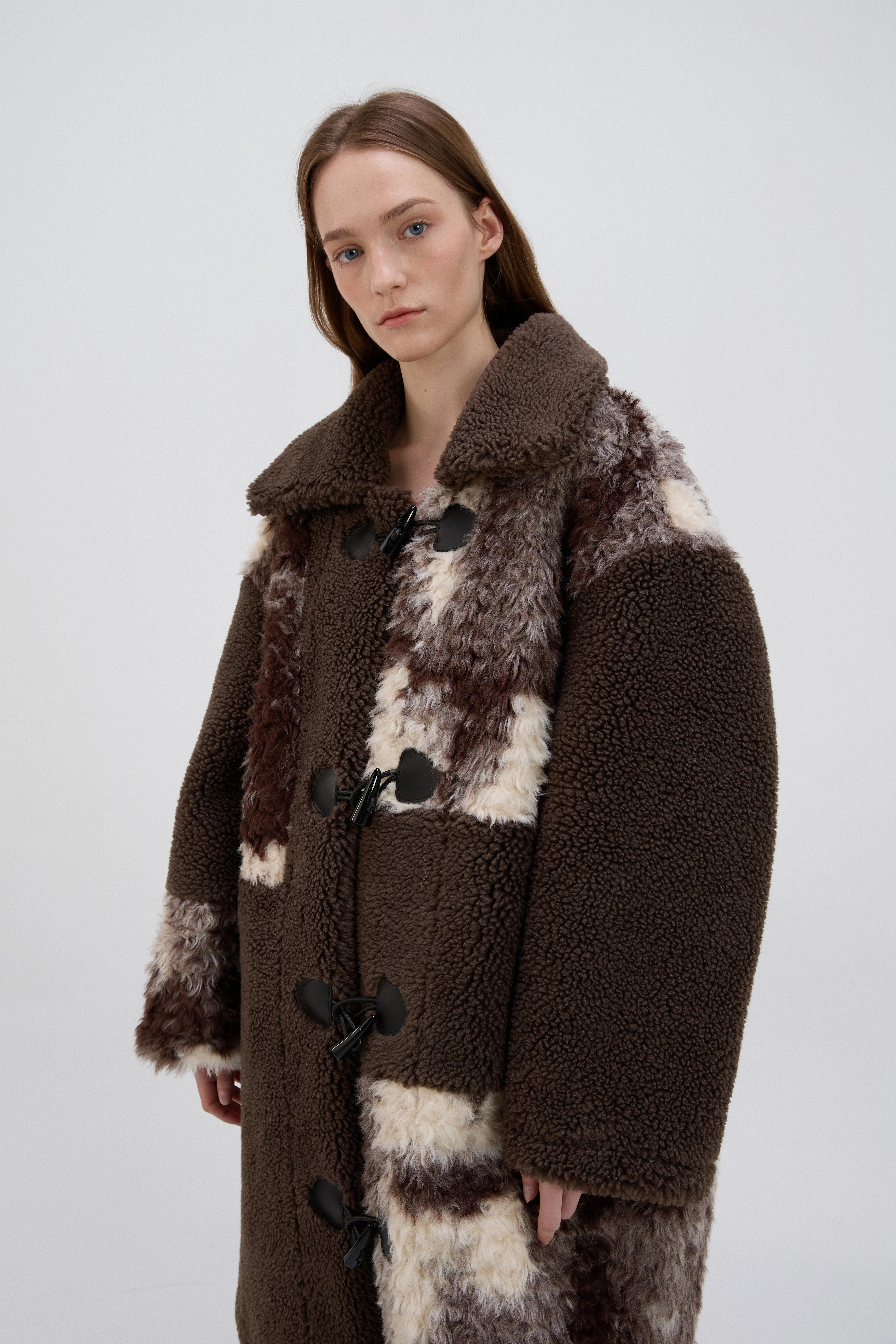 Cow Print Teddy Shearling Duffle Coat 2.0