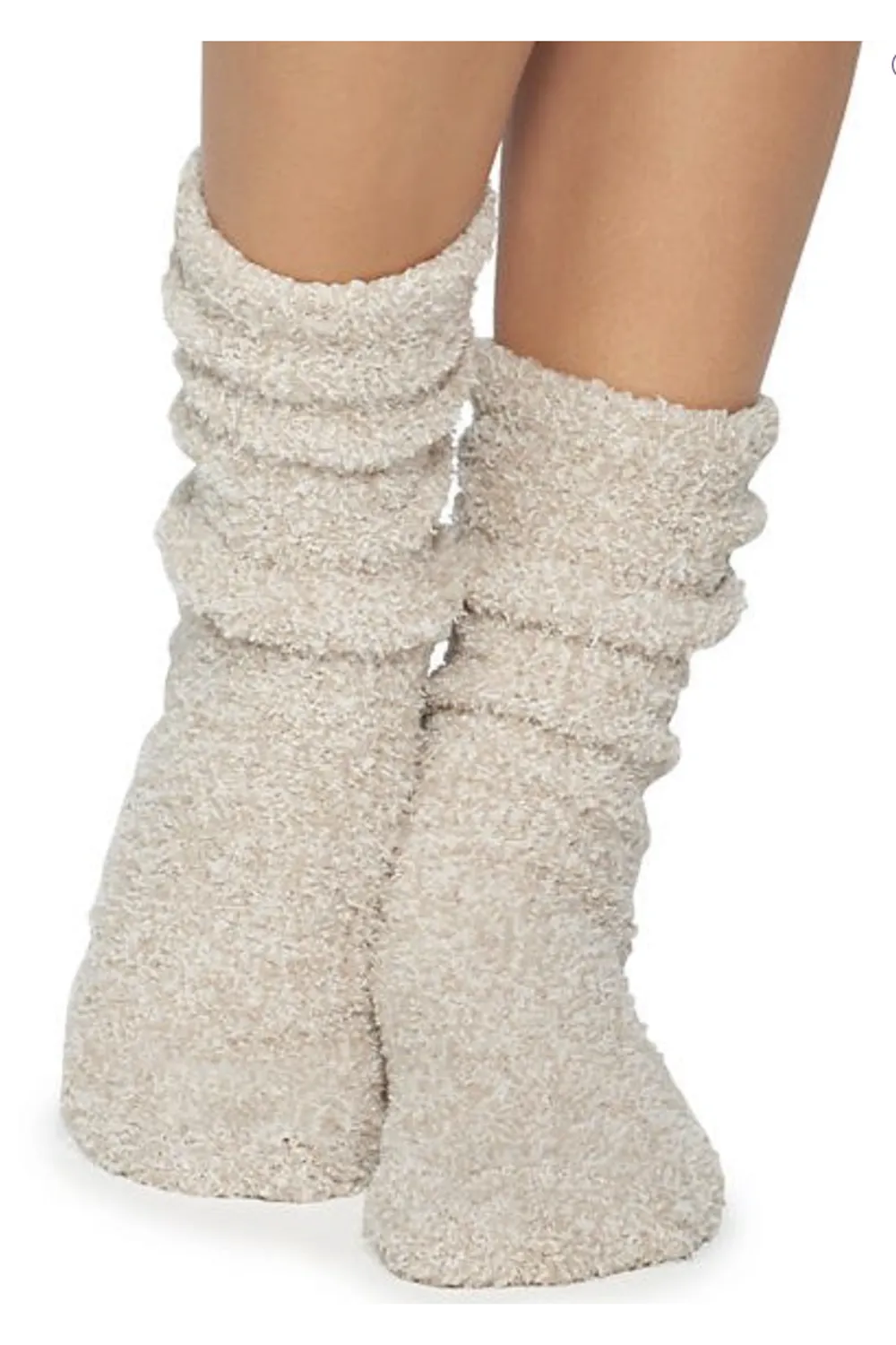 Cozy Chic Heathered Women’s Sock - Stone & White