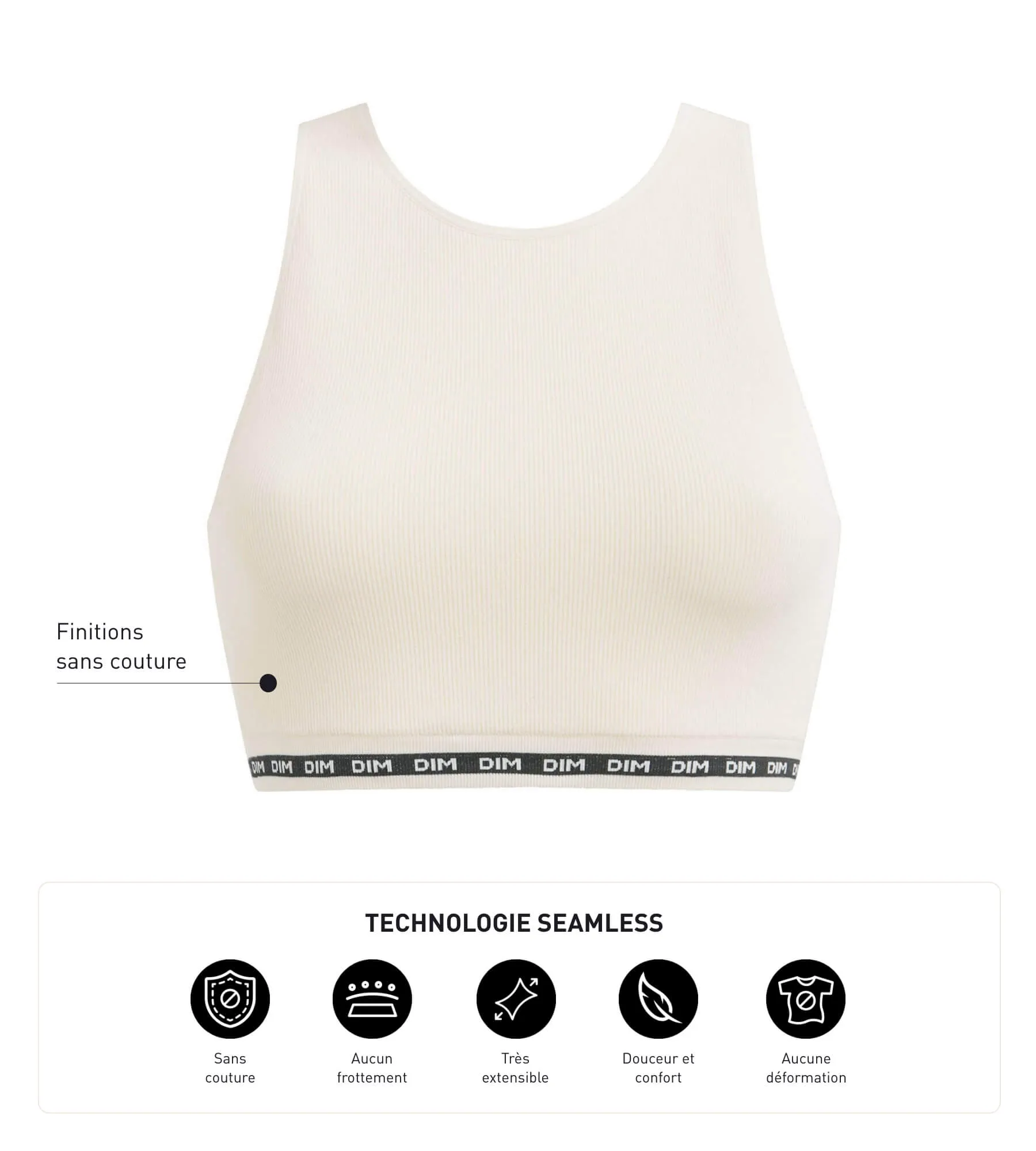 Crop top en microfibre côtelée sans couture Beige Dim Icons Seamless