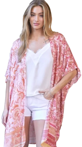 Davi & Dani Coral Paisley Kimono