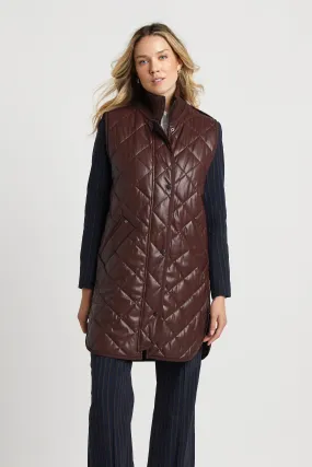 Destiny Vegan Leather Sleeveless Quilted Vest w/ Side Zipper Detail