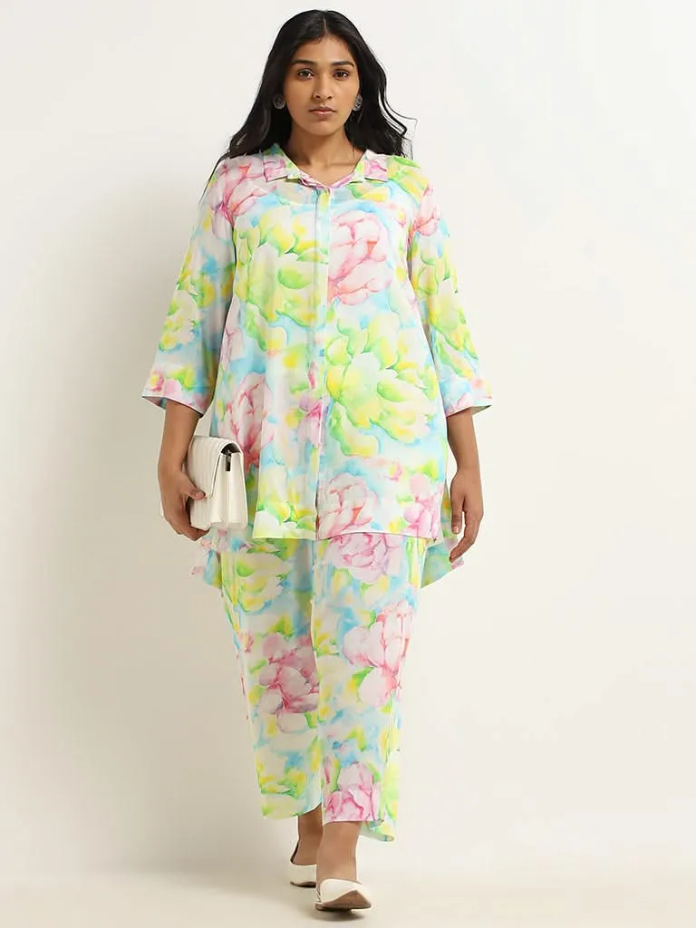 Diza Multicolor Floral Printed Cotton Tunic