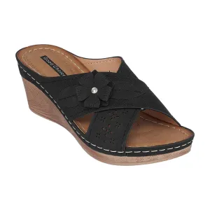 Dory Black Wedge Sandals