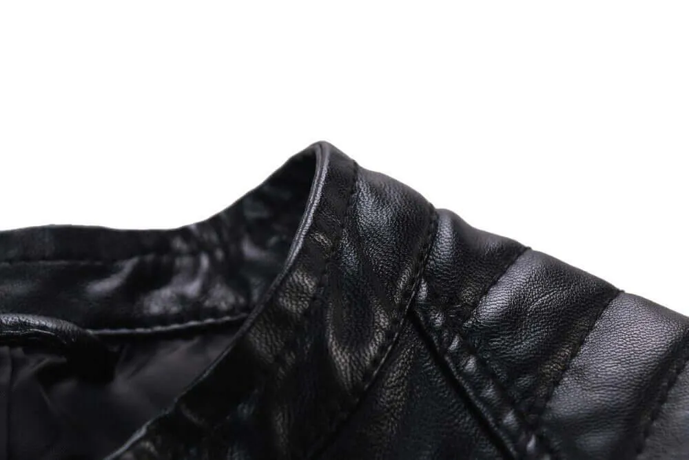 Faux Leather Biker Jacket in Brown or Black