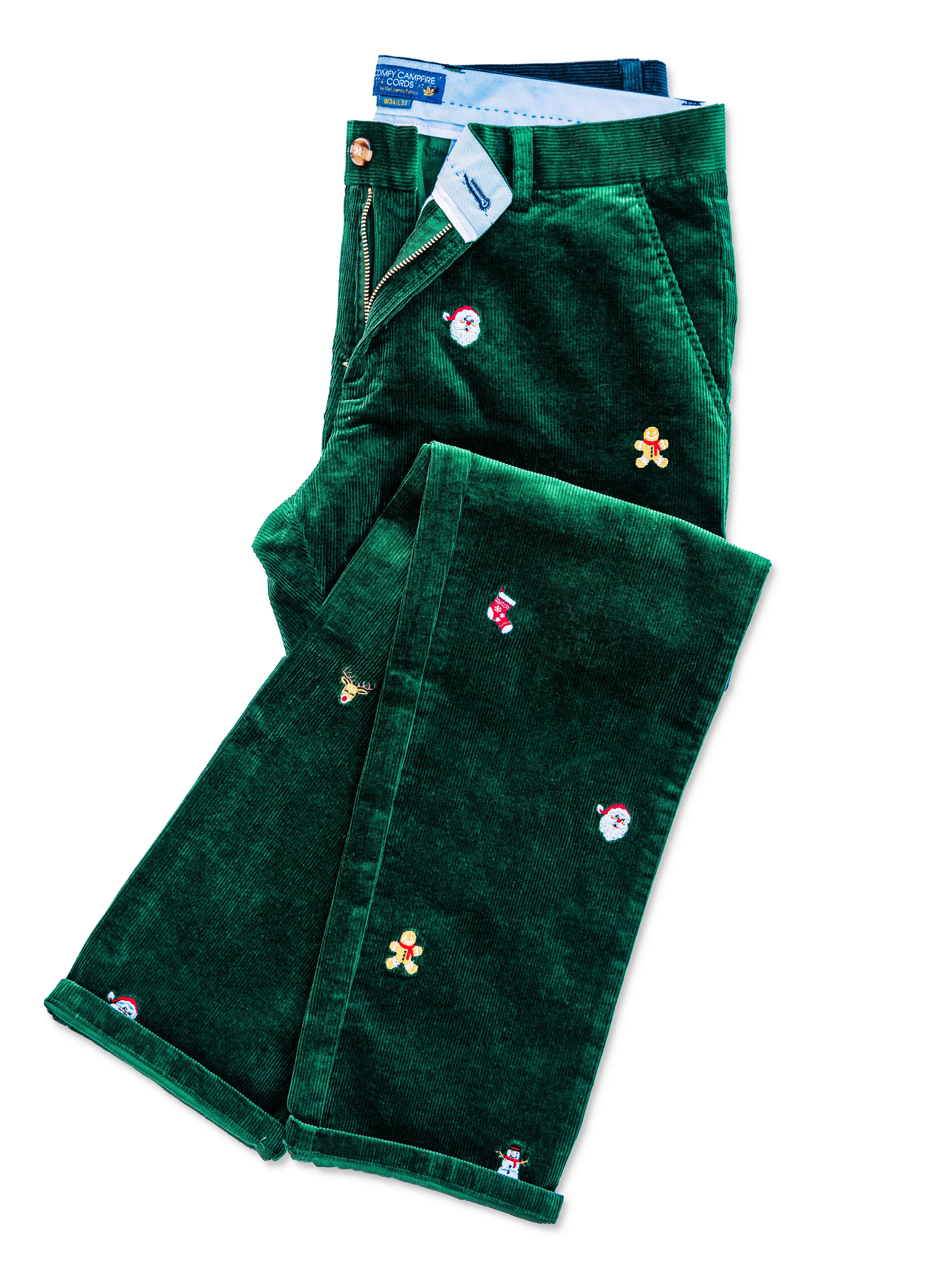 Festive Holiday Green Corduroy Pants