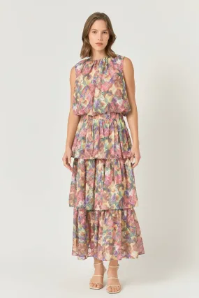 Floral Tiered Maxi Skirt