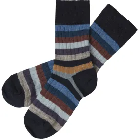 FUB Dark Navy/Multi Stripe 2-pak Classic Stripe Socks