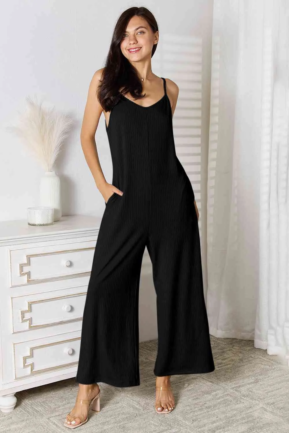 Full Size Spaghetti Strap V-Neck Jumpsuit