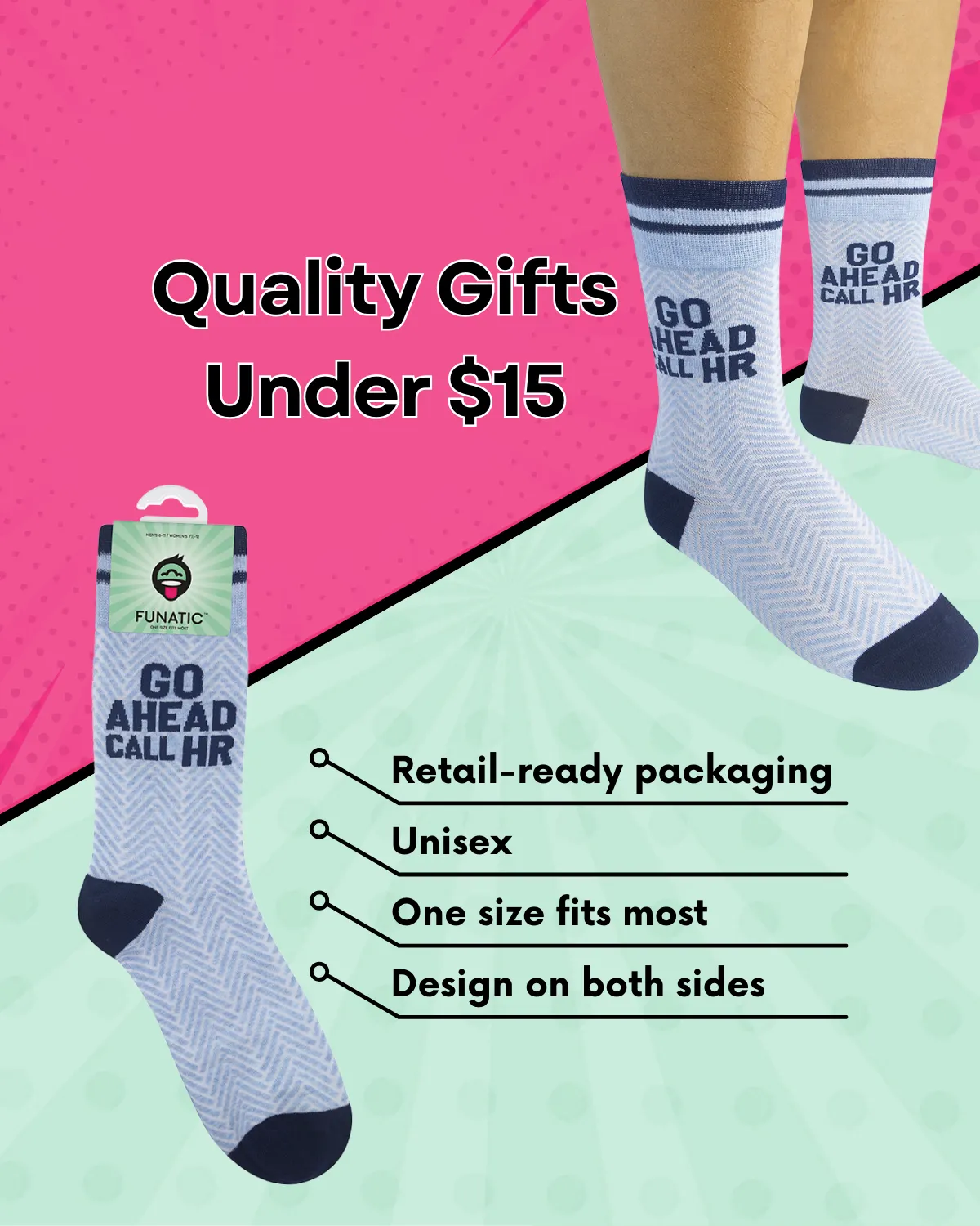 Go Ahead Call HR Socks | Funny Unisex Socks | Fun Socks