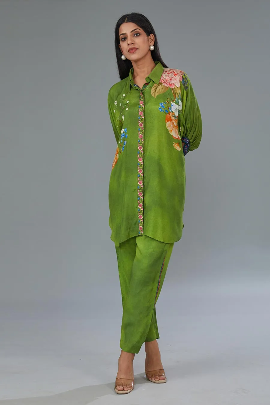 Green Printed Tunic & Pant Set