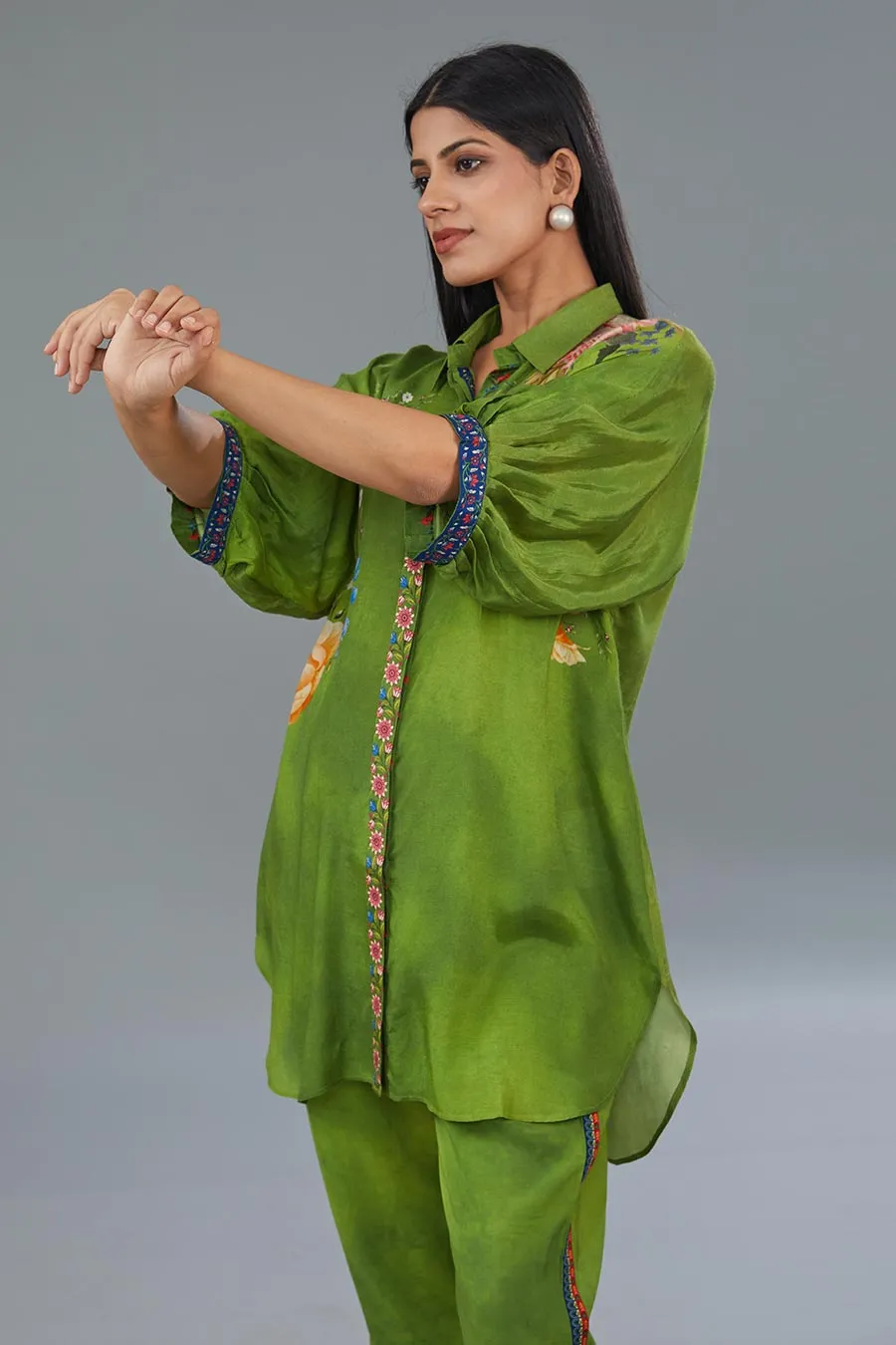 Green Printed Tunic & Pant Set