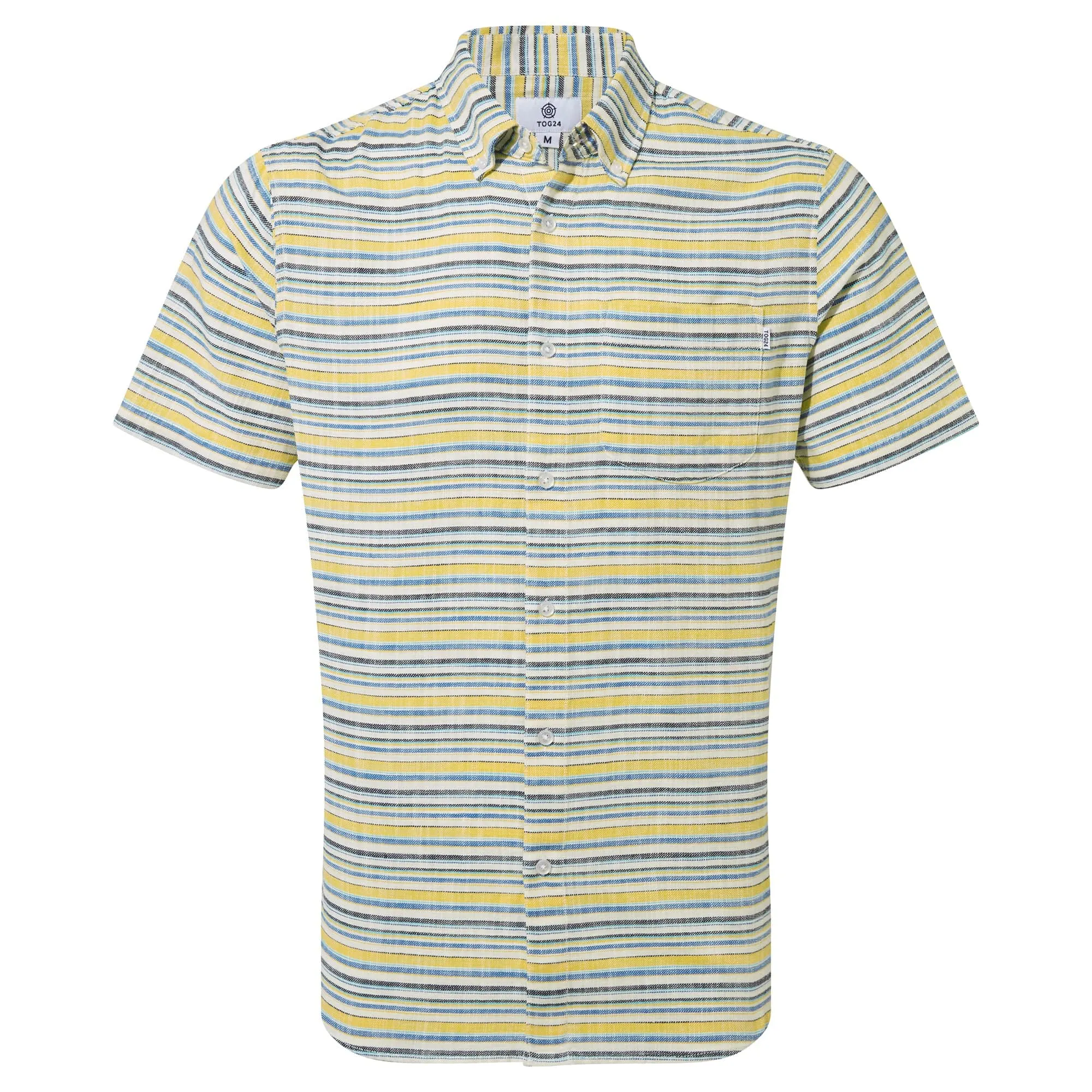 Harold Mens Short Sleeve Stripe Shirt - Aqua