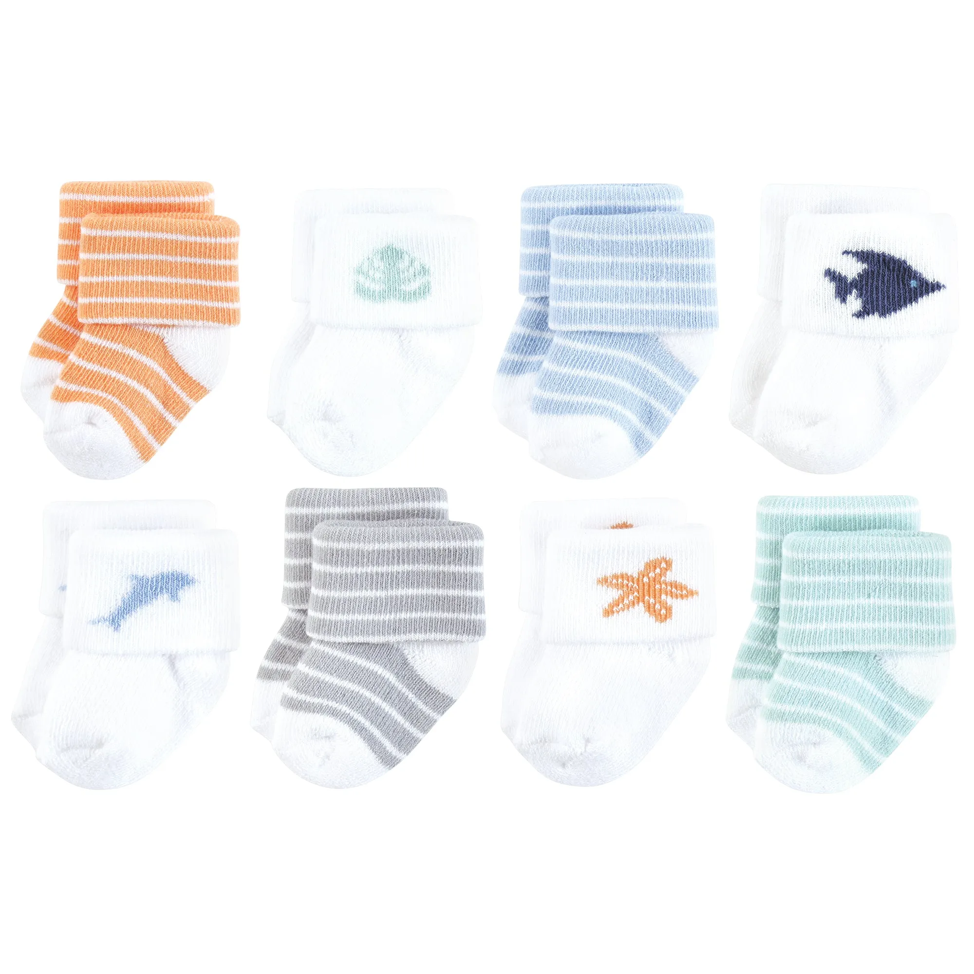 Hudson Baby Cotton Rich Newborn and Terry Socks, Starfish