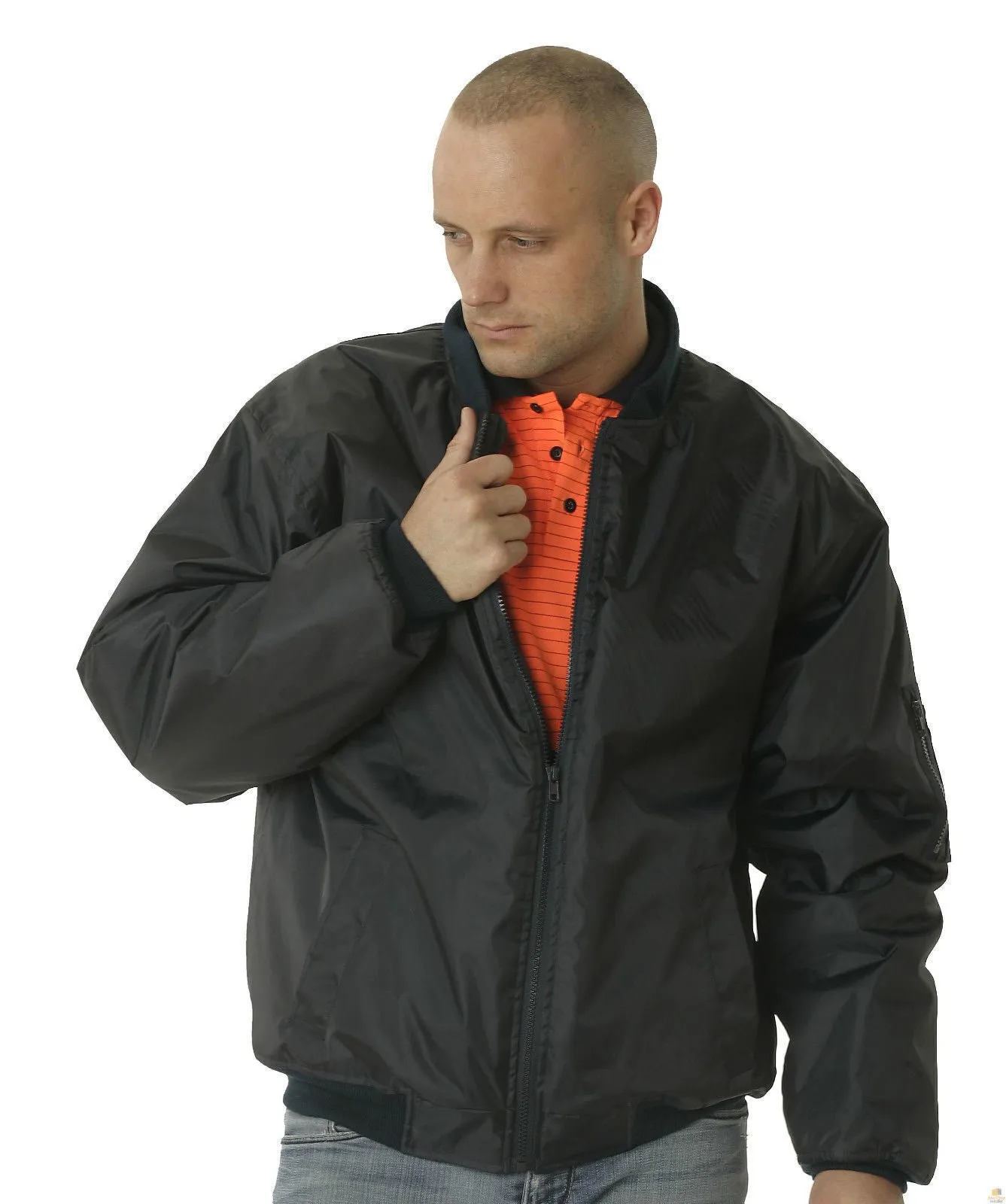 HUSKI Mens Quilted Combat Bomber Waterproof Jacket Windproof Workwear Coat - Black - 4XL