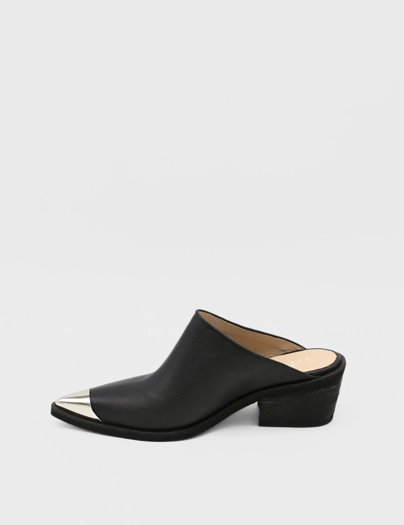 Isabelle western mules in black leather womens shoes