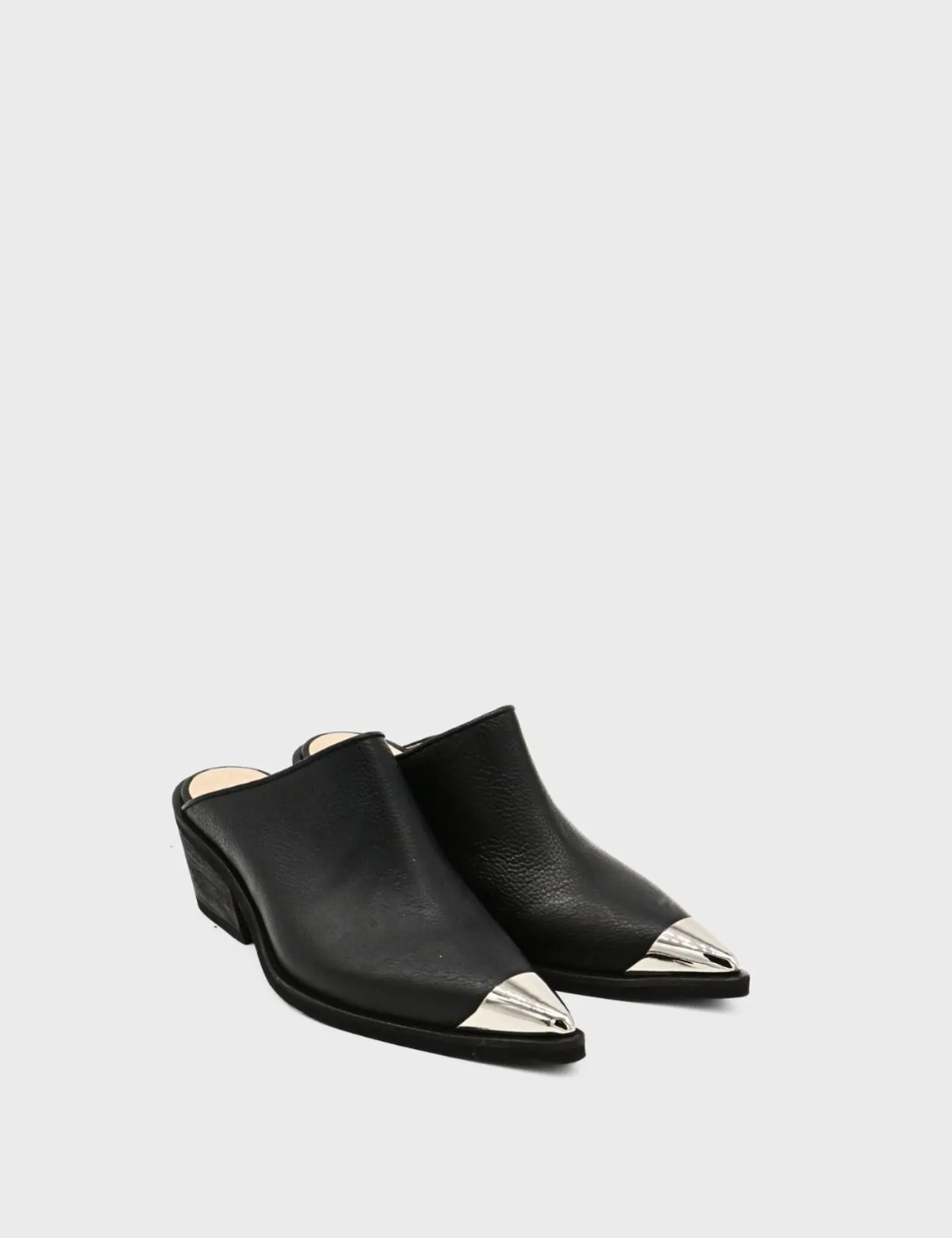 Isabelle western mules in black leather womens shoes