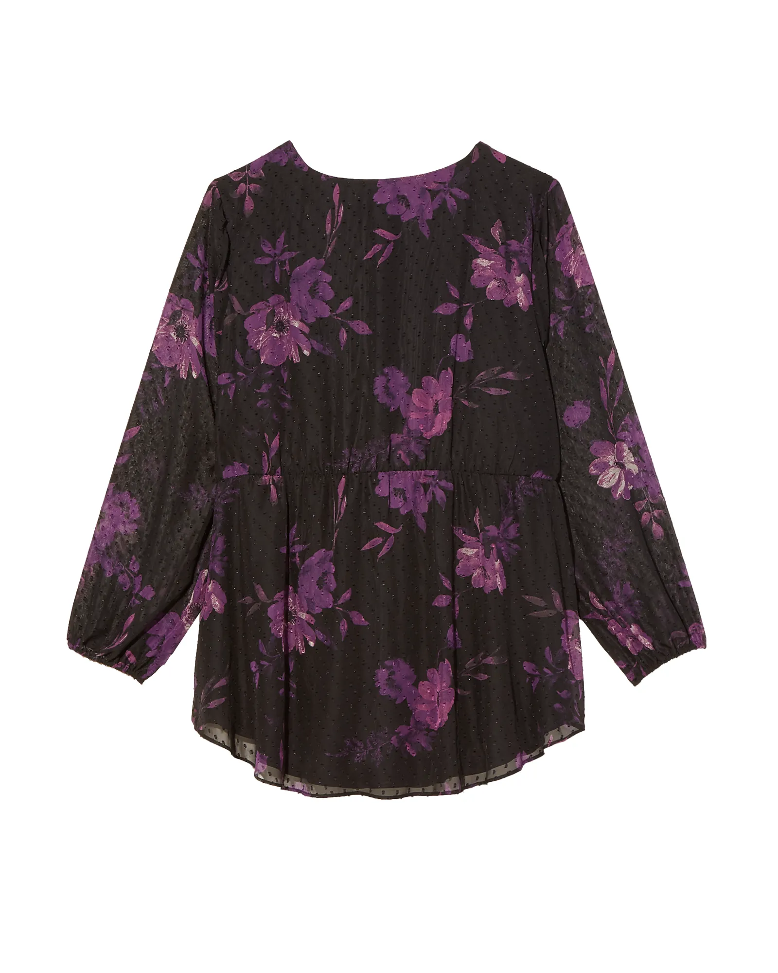 Jean Clip Dot Long Sleeve Blouse | Black / Purple