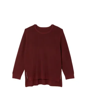 Josephine Crew Neck Rhinestone Top | Burgundy