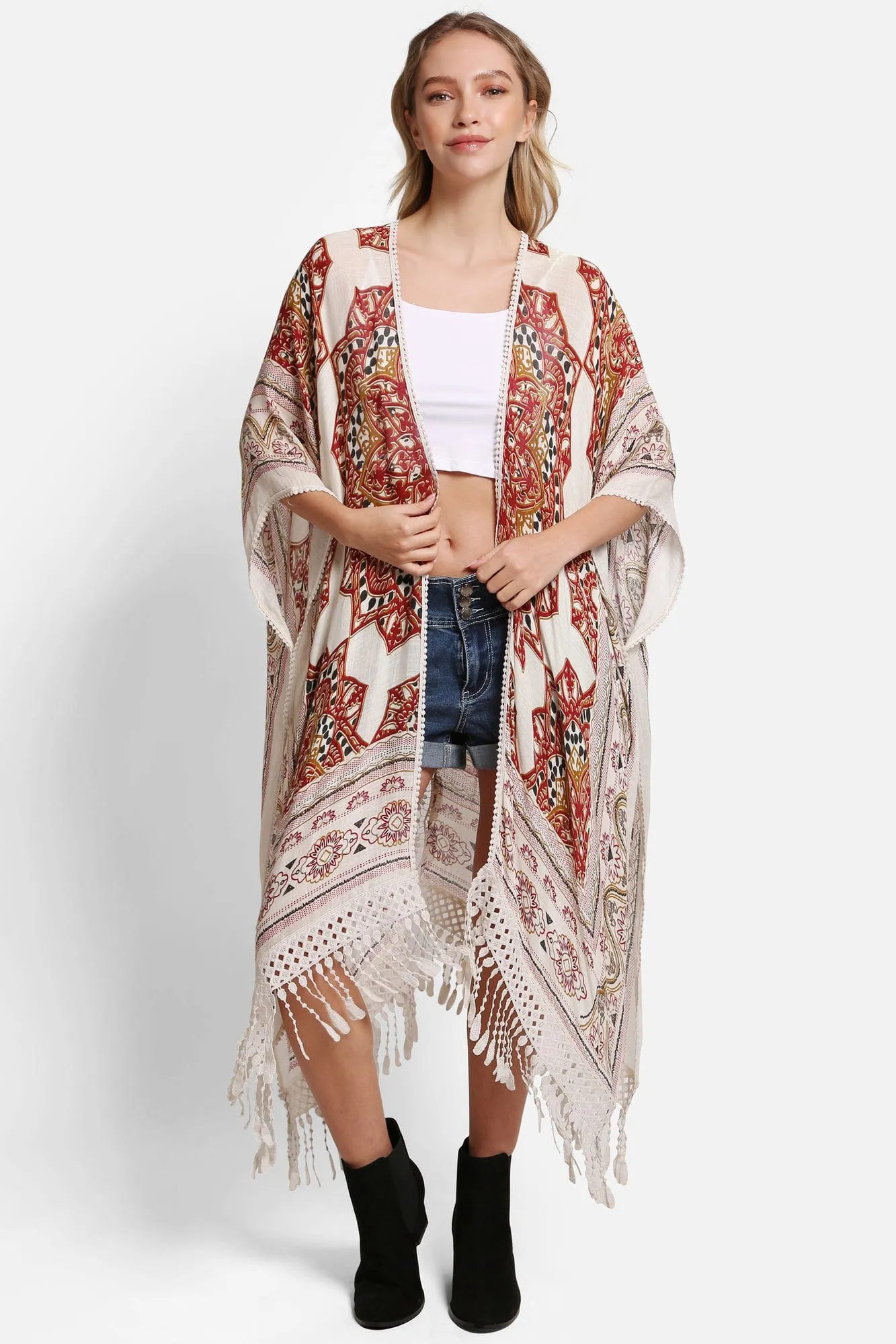 JP5235 Victoria Mandala Kimono With Tassels