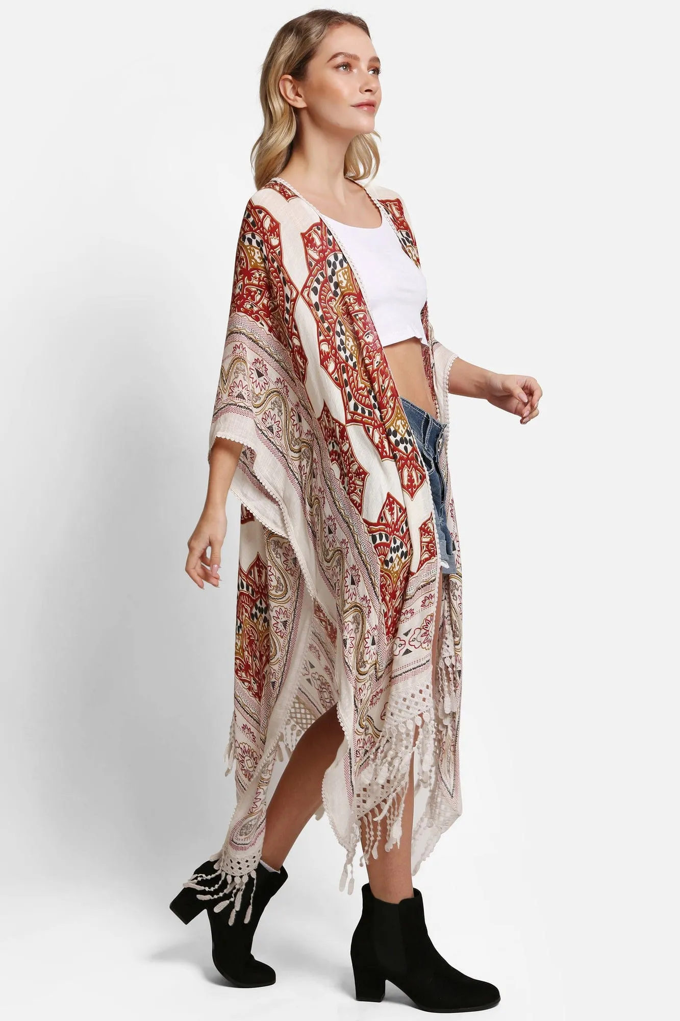 JP5235 Victoria Mandala Kimono With Tassels