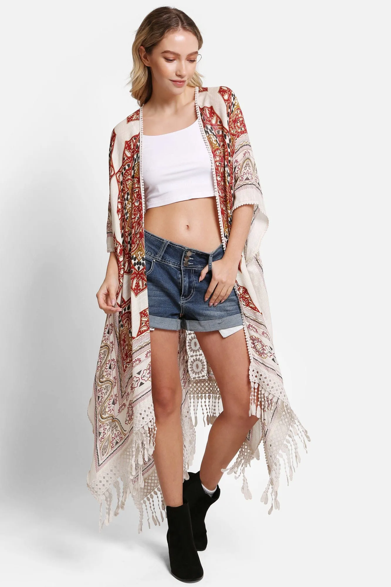 JP5235 Victoria Mandala Kimono With Tassels