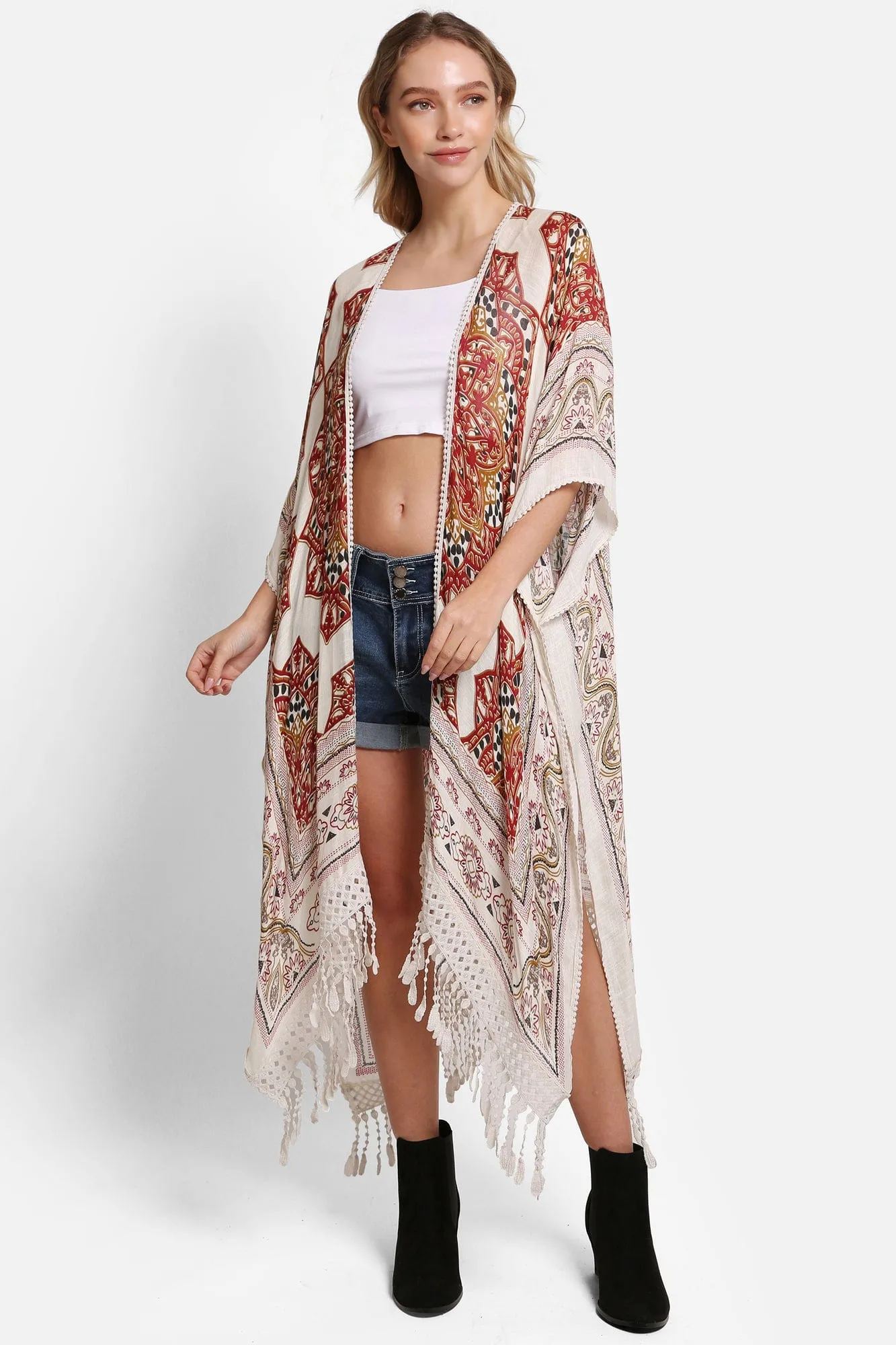 JP5235 Victoria Mandala Kimono With Tassels