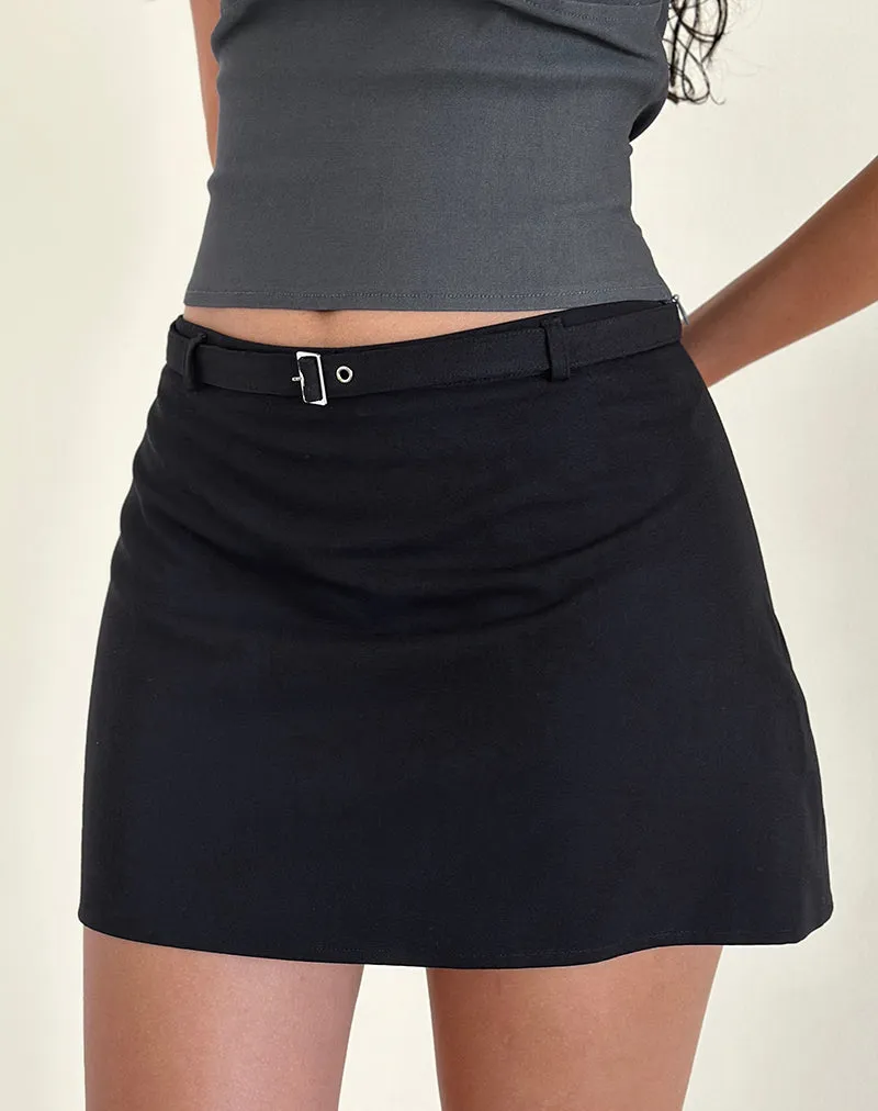 Kaimar Belted Mini Skirt in Black