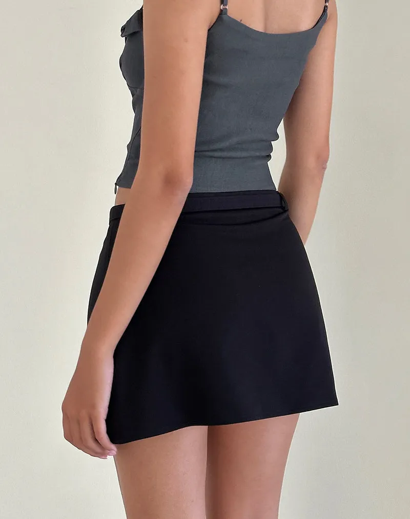 Kaimar Belted Mini Skirt in Black