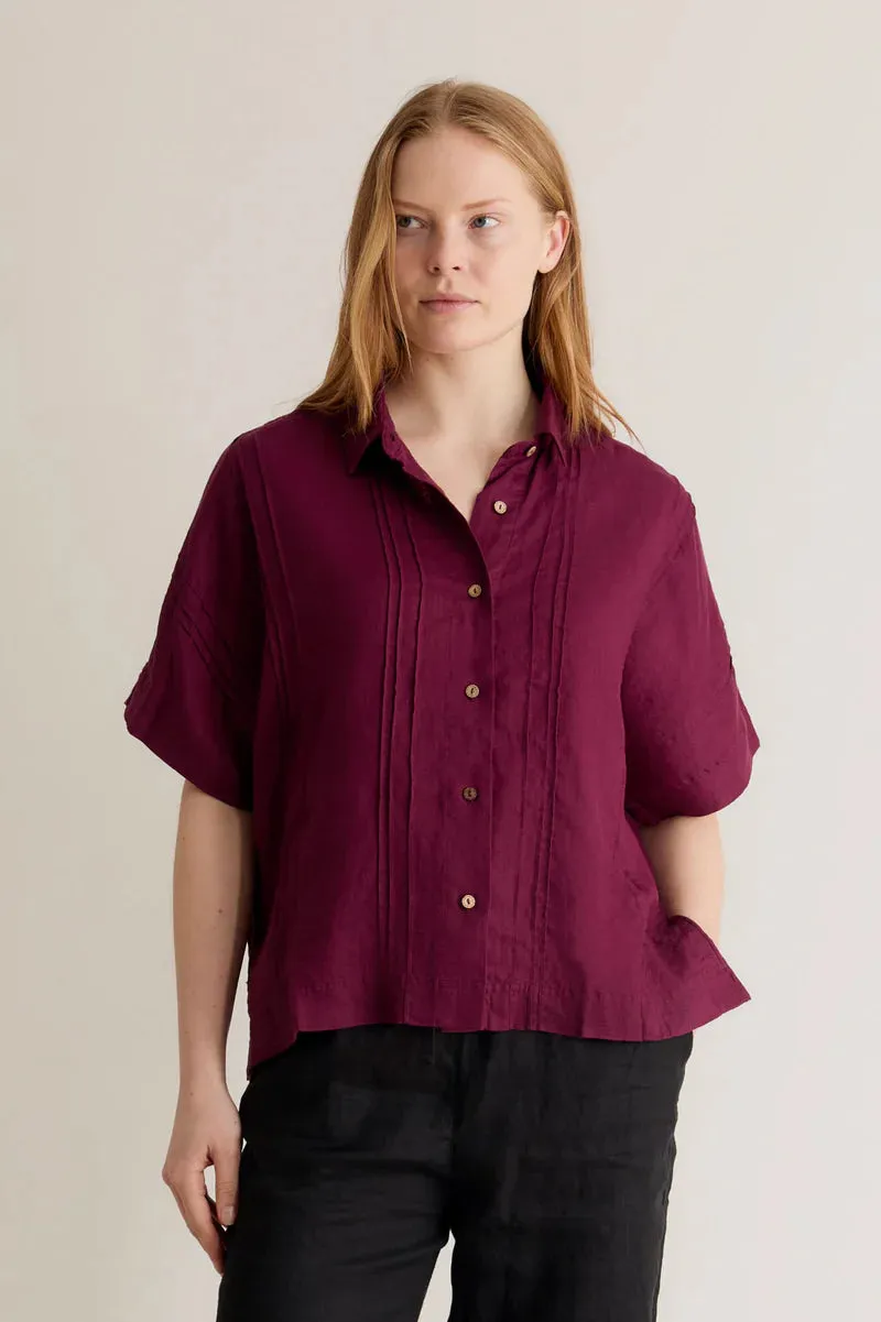 Kimono Linen Shirt Berry Red