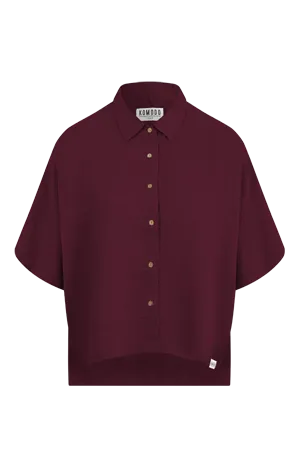 Kimono Linen Shirt Berry Red