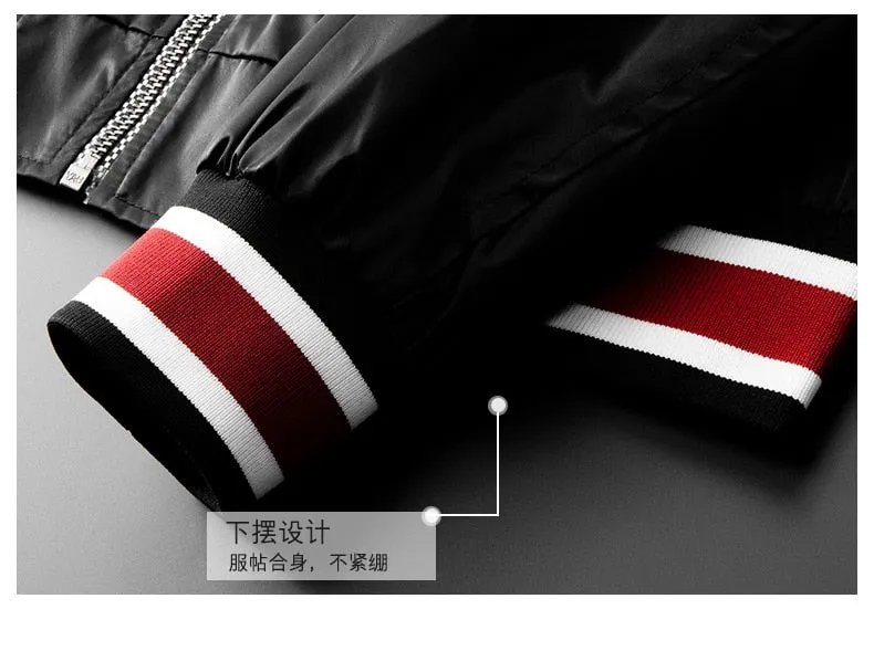 Letter Vertical Print Stand Collar Casual Men Jacket