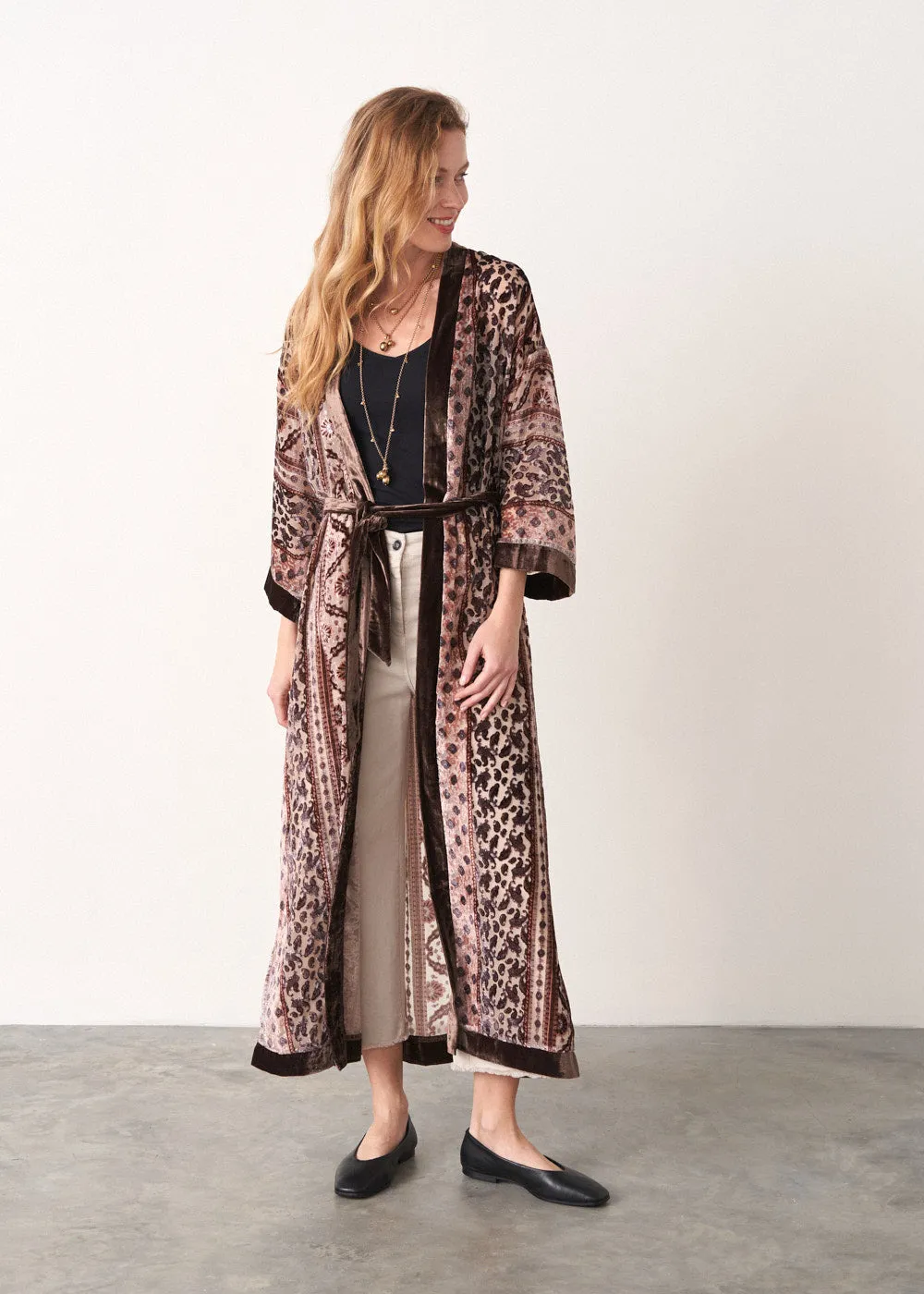 LIANA DEVOREE LONG COAT - BROWN