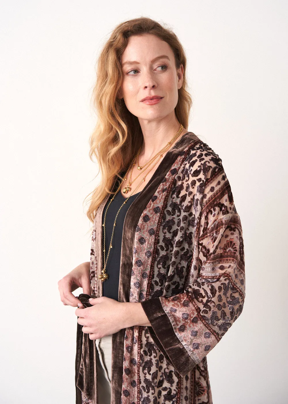 LIANA DEVOREE LONG COAT - BROWN