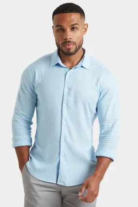 Linen Blend Shirt in Light Blue