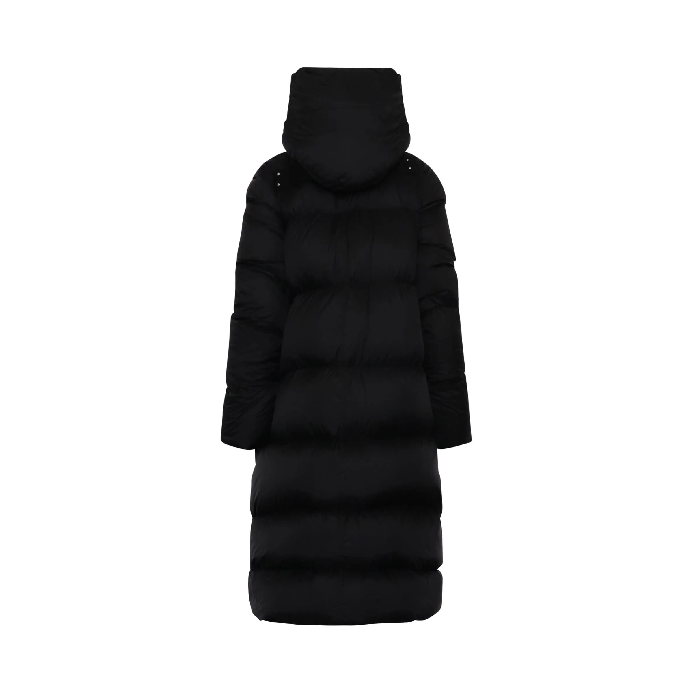 Long Sleeve Hooded Down Coat in Black