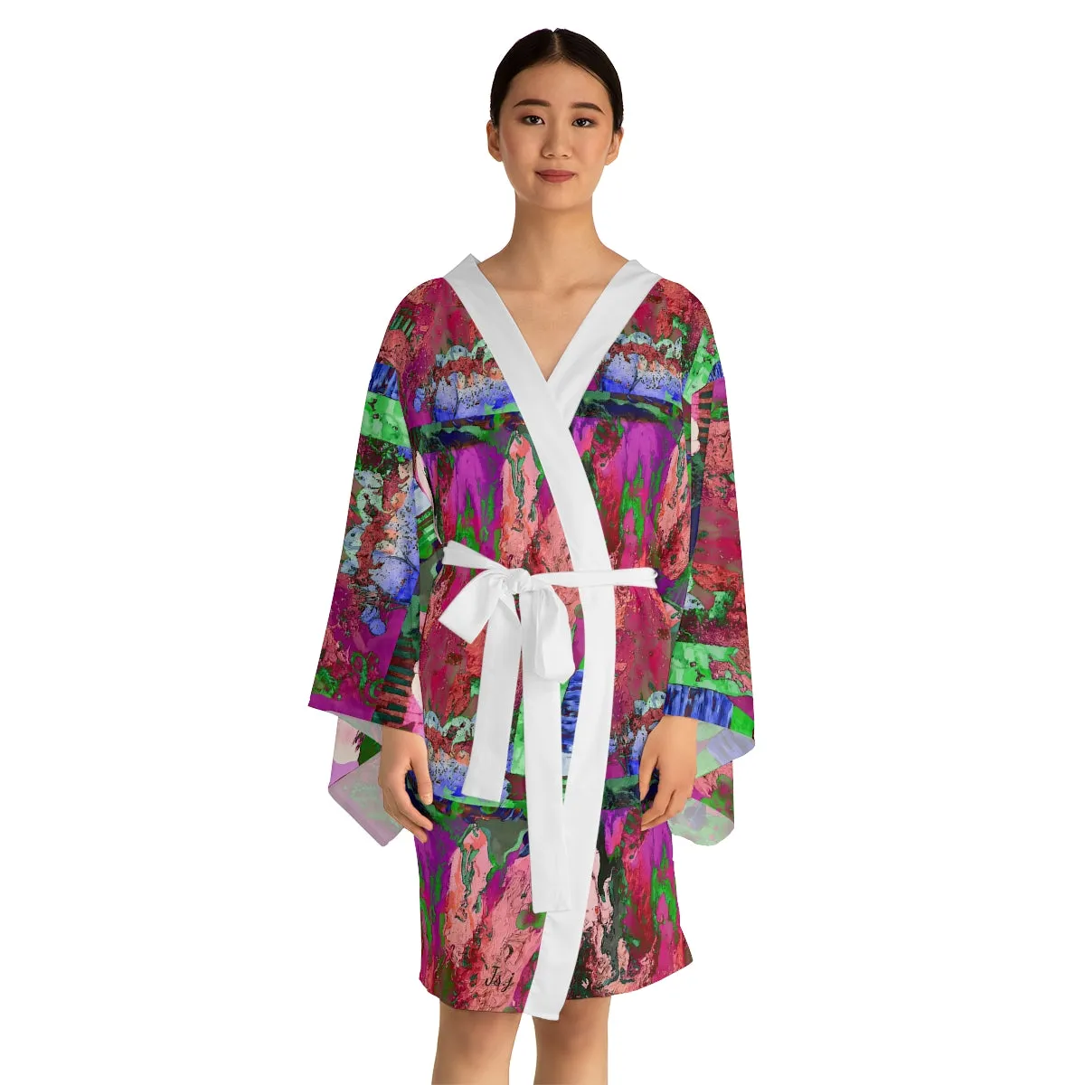 Long Sleeve Kimono Robe PINK FUSION