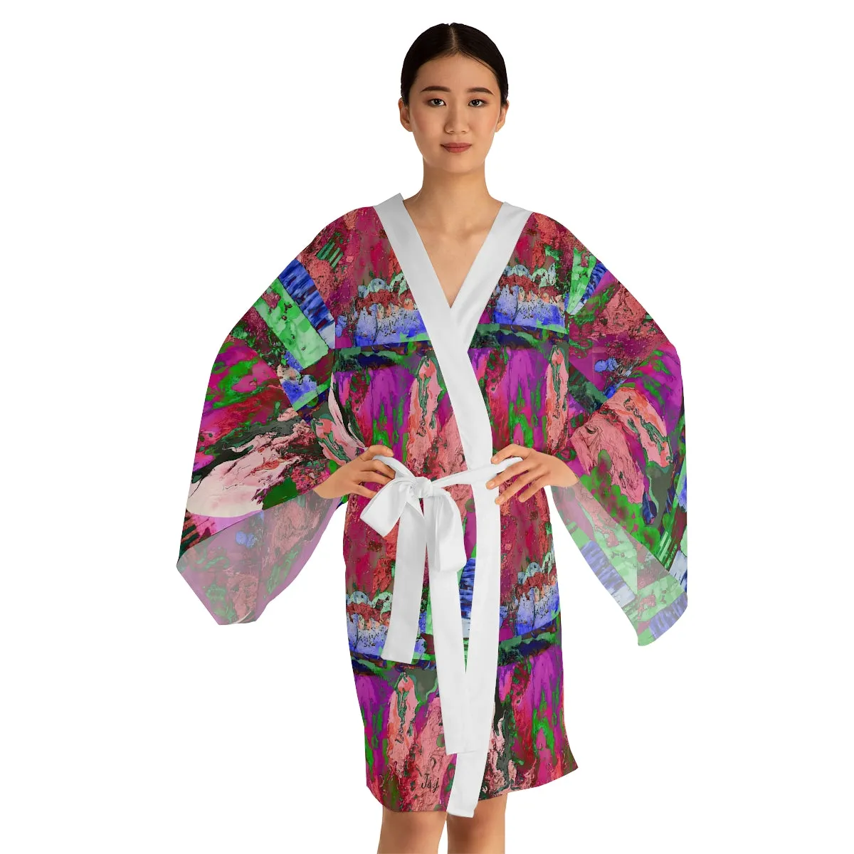 Long Sleeve Kimono Robe PINK FUSION