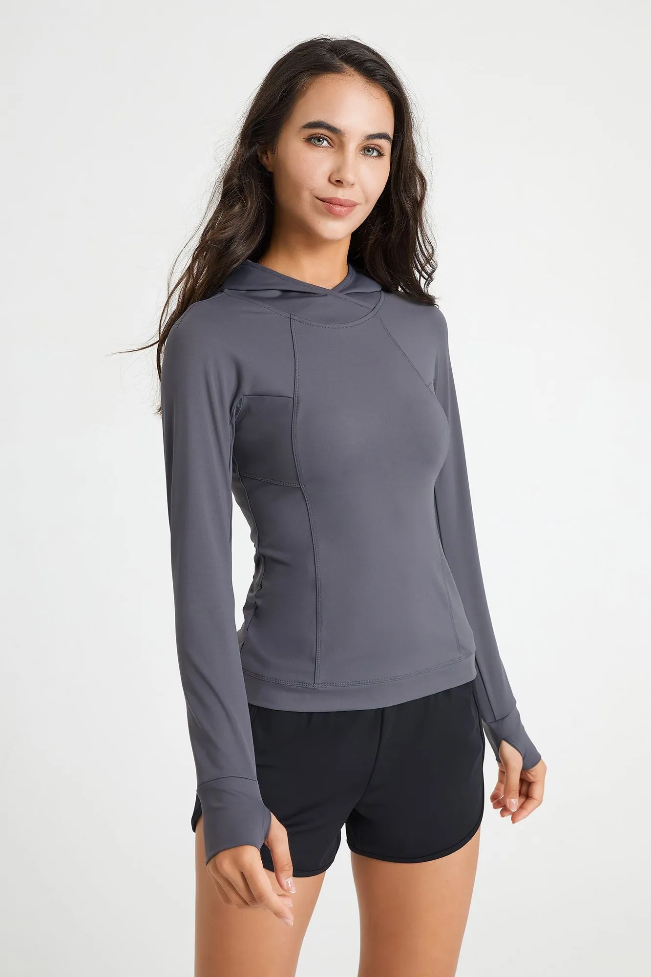 Long Sleeve Tunic Sweatshirt with Thumb Holes