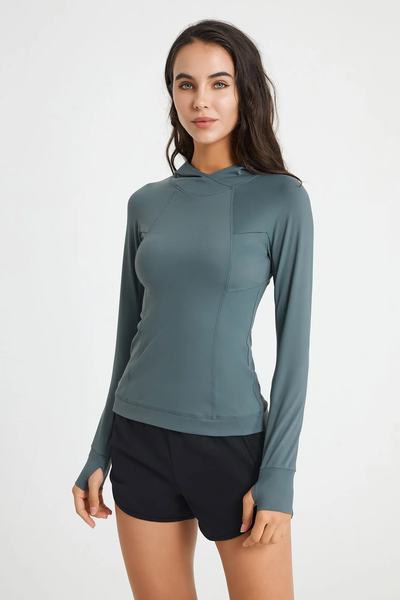 Long Sleeve Tunic Sweatshirt with Thumb Holes