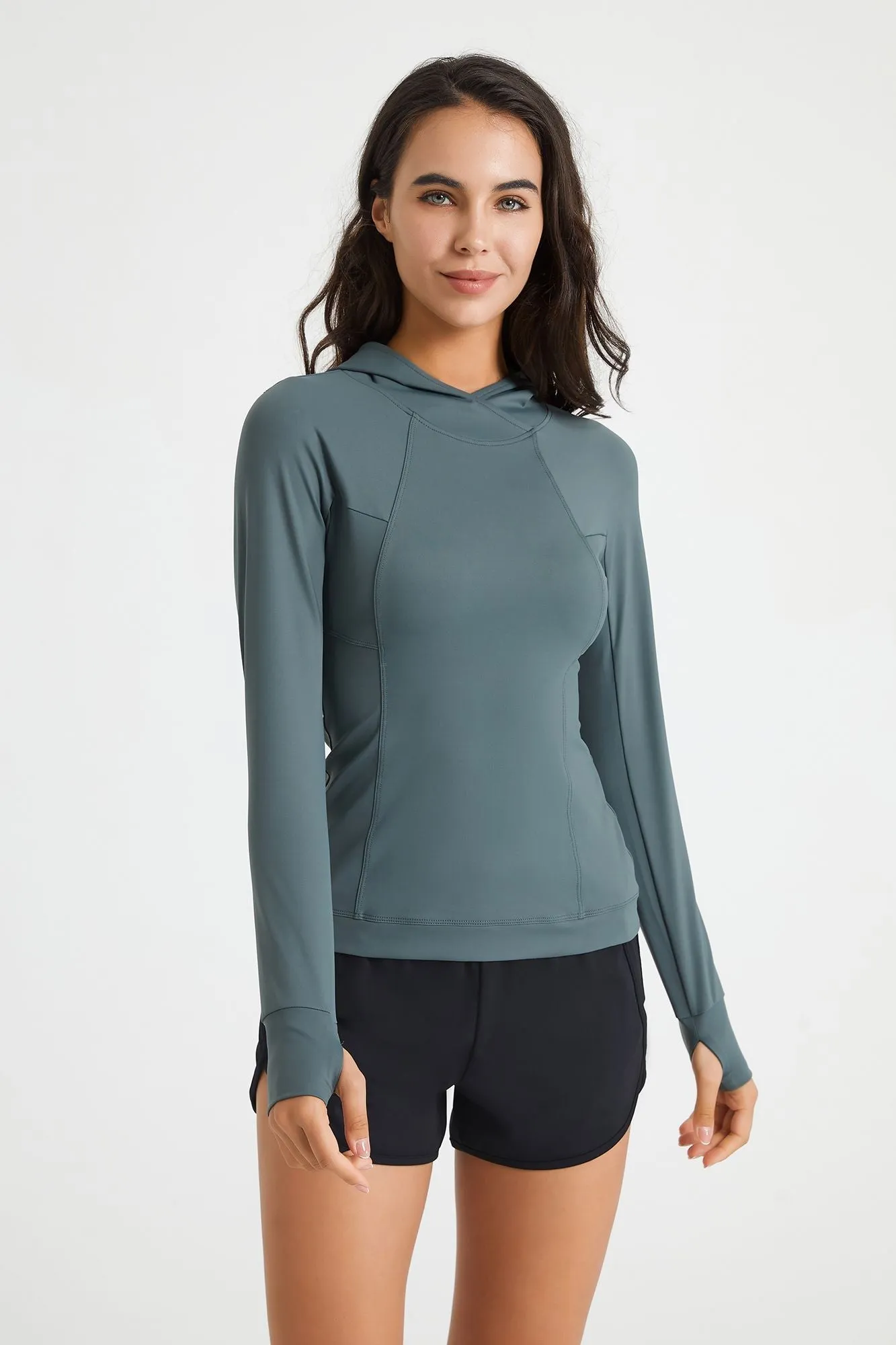 Long Sleeve Tunic Sweatshirt with Thumb Holes