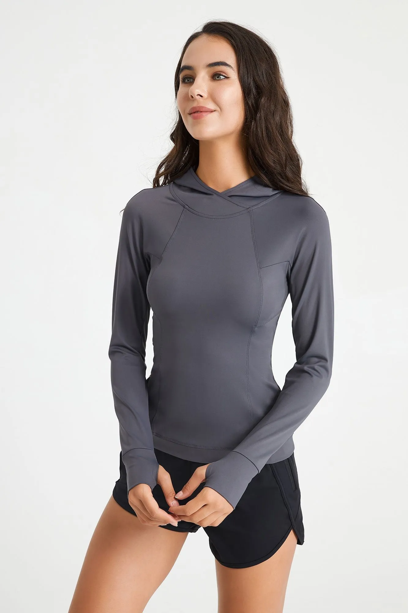 Long Sleeve Tunic Sweatshirt with Thumb Holes